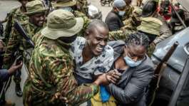 Kenyan police swarmed on a tiny group trying to protest.  By Luis TATO (AFP)