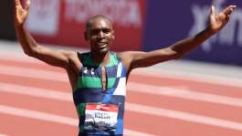 Kenyan-born US runner Jonah Koech was issued a three-year ban for blood doping by the US Anti-Doping Agency and stripped of the 2025 US 1,500-meter title he is shown celebrating.  By Christian Petersen (GETTY IMAGES NORTH AMERICA/AFP/File)