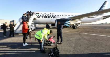 Libyan airline Afriqiyah Airways resumed flights from Tripoli's Mitiga airport after months of suspension on December 12. By Mahmud TURKIA (AFP)
