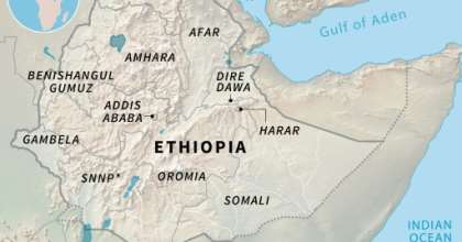 Map of Ethiopia's regions and administrative states. By Simon MALFATTO (AFP)
