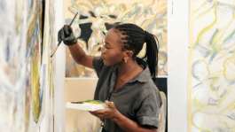 Naila Opiangahs work explores African identity.  By Nao Mukadi (AFP)