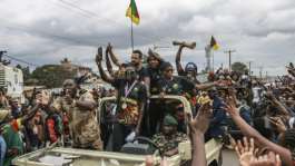 Players from Cameroons victorious WAFCON team wave to the crowds in Yaounde.  By Daniel BELOUMOU OLOMO (AFP)