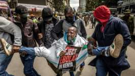 Protesters gathered in central Nairobi against the US health facility.  By Luis TATO (AFP)