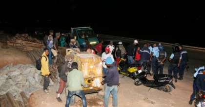 Protestors demonstrating against the expansion of Antananarivo attacked construction equipment last month and clashed with police -- five people were injured. By Mamyrael (AFP)