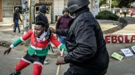 Protests against the US-run Ebola centre in Kenya turned violent earlier this month.  By Luis TATO (AFP/File)