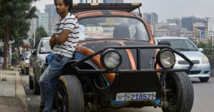 Robel Wolde extensively restored a beat-up 1967 Volkswagen Beetle that he bought from a friend for 50,000 Ethiopian birr (about 1,540 euros, $1,700). By MICHAEL TEWELDE (AFP)